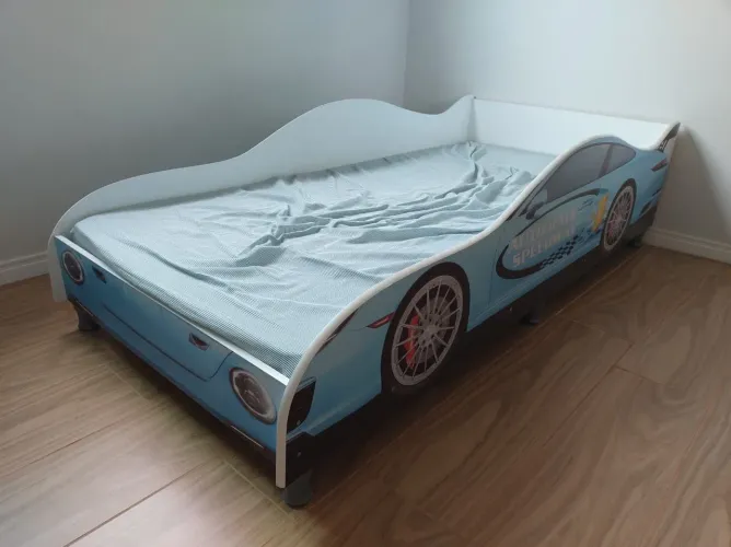 Cama solteiro Porsche Azul com colchão