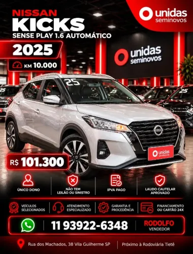 Nissan Kicks Play Sense 1.6 16V Flex Aut. 2025