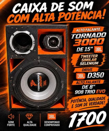 Caixa de Som JBL Tornado 3000 15? + D350 + 908 Trio Evo *