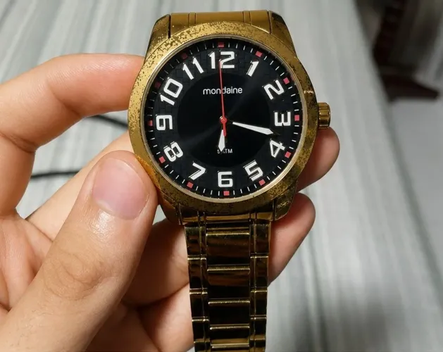 Relógio Mondaine Masculino Dourado + Canivete Multiuso (Na Caixa Original)