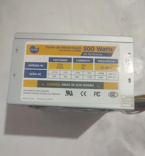 Fonte Real PCtop Fap500 ATXv24 pinos500w Sata