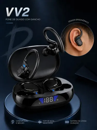 Fone de ouvido bluetooth Gancho VV2 ORIGINAL