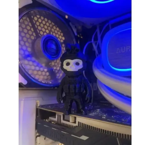 Ghost Mini Gamer Boneco Decorativo para Setup Mesa PC Colecionável