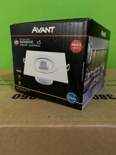 Kit 25 Spot de led marca avant 5w luz amarela 3000k quadrado 