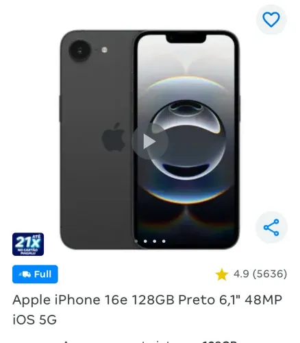 iPhone 16e super novo