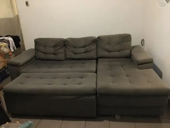 Sofá 3 lugares (chaise + puff)