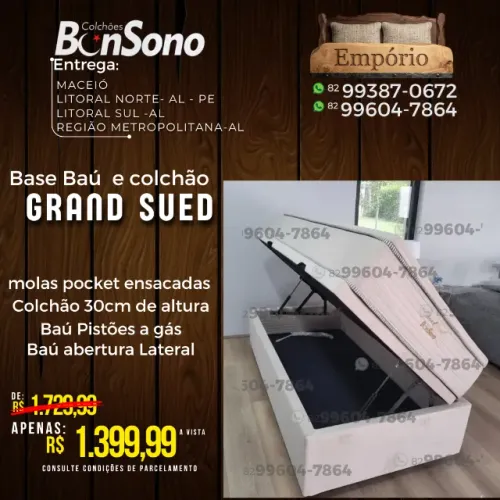 Cama bau solteiro base o colchão molas pocket ensacadas pronta entrega consulte estoque