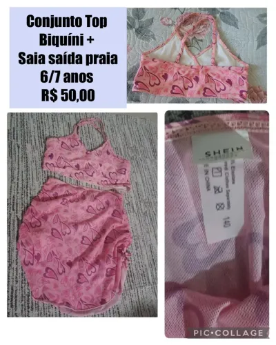 Conjunto top biquini saída banho