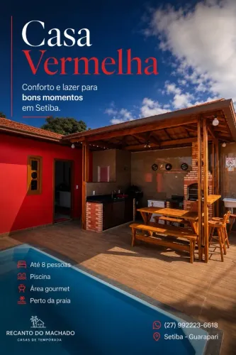Casa vermelha na Praia de Setiba Guarapari Es, Recanto do Machado
