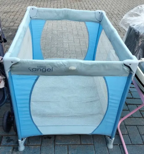 Berço Portátil Desmontável e Cercado Angel Burigotto - Azul