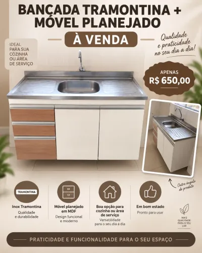 Bancada + armário planejado em MDF