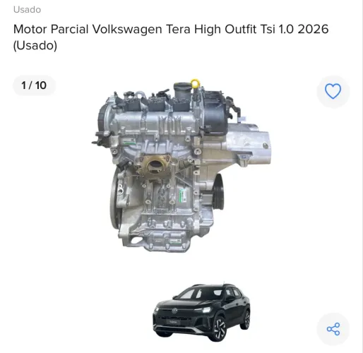 MOTOR PARCIAL VOLKSWAGEN TERA 1.0 TSI 2026 COM NF E GARANTIA 