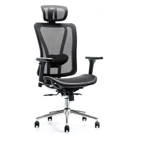 Cadeira Presidente Ergonômica Tela Mesh Regulagem Lombar Giratória Preta - 30013