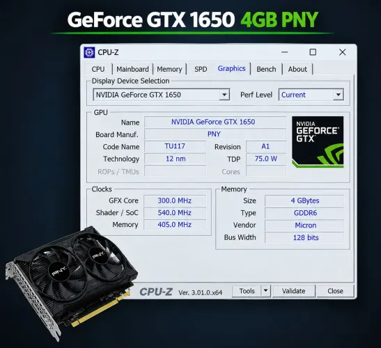GTX 1650 4GB GDDR6 PNY.