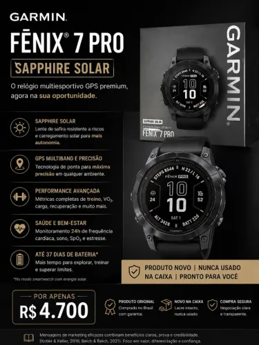Garmin F?nix 7 Pro Sapphire Solar - Novo, Nunca Usado, na Caixa