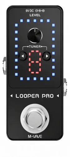 Pedal Looper Pro com 9 faixas e afinador integrado e fonte de alimentação 