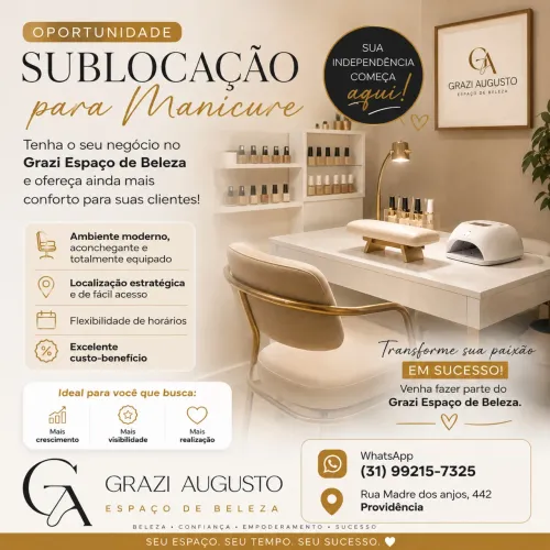 Sublocação para Manicure | Salão com 14 anos | Excelente Localização | BH - Providência