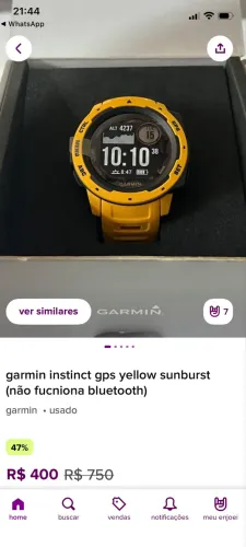garmin instinct gps yellow sunburst (não funciona bluetooth)