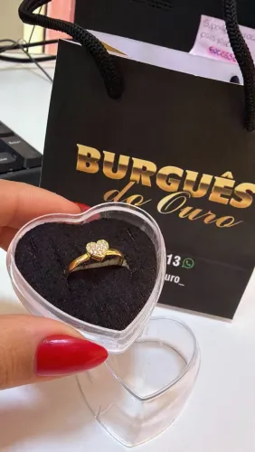 Anel ouro 18k chuveirinho