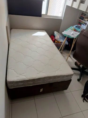 Cama solteirão com colchão d33 100% de espuma