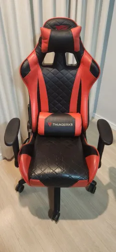 Cadeira Gamer Profissional TGC12 Preta/Vermelha - THUNDERX3