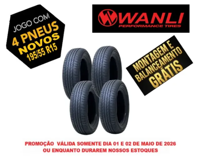 Jogo 4 Pneus Aro 15 Wanli 195 x 55 Harmonic_Montagem +Balanceamento Grátis_Aceito Cartão*