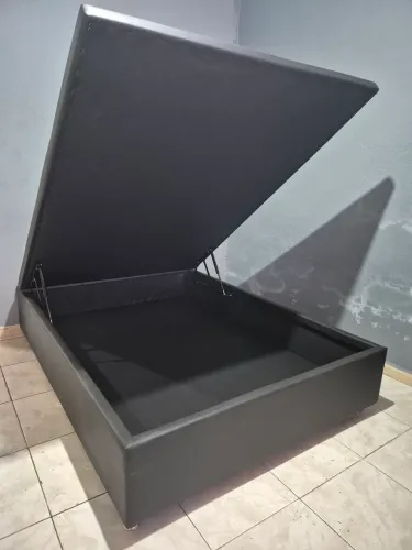 Promoção!!! Box baú casal inteiriço SUEDE PRETO! Novo Direto da fábrica.