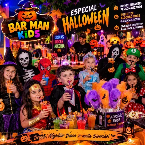 Buffet infantil com barman Kids sorvete e algodão doce 