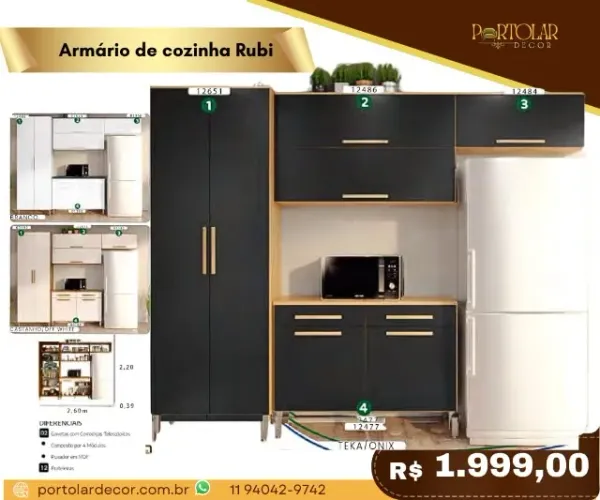 Armário de cozinha Rubi, a pronta entrega
