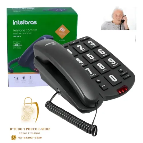 Telefone Tok Fácil com Fio  Intelbras- TECLAS GRANDES- IDOSOS- DEFICIÊNCIA VISUAL
