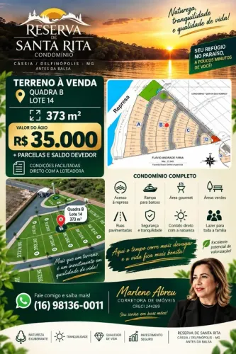 -Agui de TERRENO PARA CONSTRUIR O RANCHO DOS SEUS SONHOS!CONDOMINIO Reserva de Cássia -