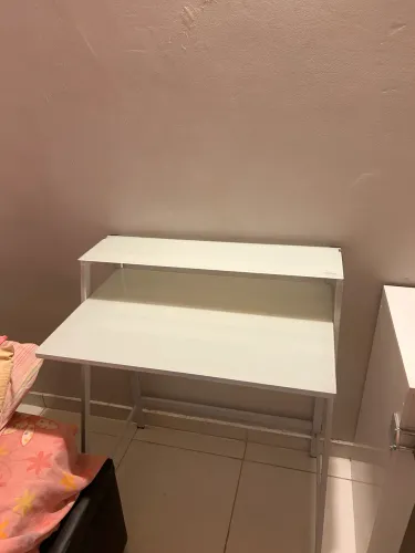 Mesa Escrivaninha Dois Andares de Vidro Temperado
