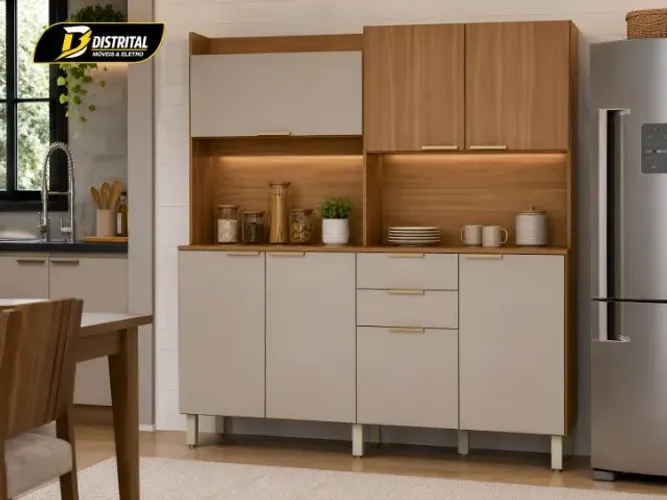 Cozinha Compacta Pitaya 6 portas 3 gavetas Pronta Entrega