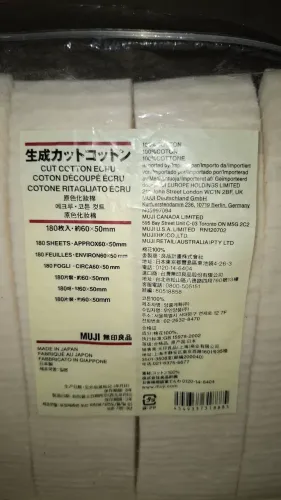 Algodão orgânico importado Muji