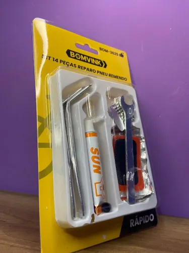 KIT 14 PEÇAS REPARO PNEU REMENDO BOM-3625 BomVink