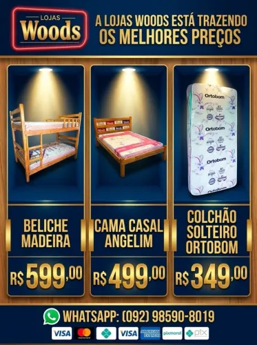 Beliche Madeira, Cama Madeira, Colchão Ortobom, a Parti de R$ 349,00 Entrega Grátis