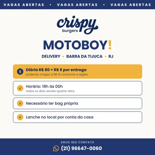 MOTOBOY PARA BARRA DA TIJUCA/RECREIO