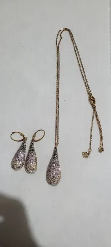 Swarovski original- colar e brincos e relógio Quartz em prata 925 e marcassitas 