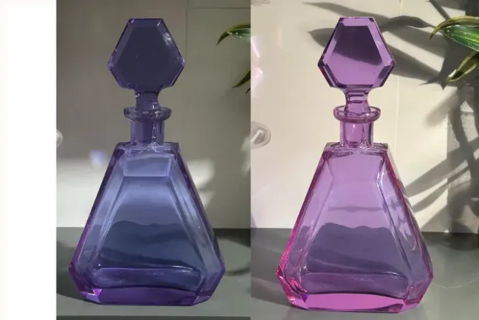 Linda garrafa cristal de Neodímio ou alexandrita