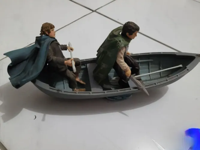Bonecos sam e frodo senhor dos aneis lord of rings action figure barco toybiz