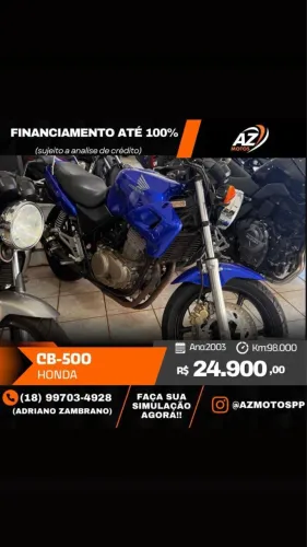 HONDA CB-500 2003 - OPORTUNIDADE NA AZMOTOS!
