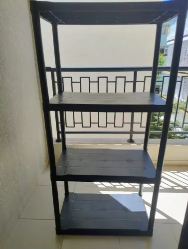 Estante De Plástico 4 Prateleiras 2 Torres Preta Resistente