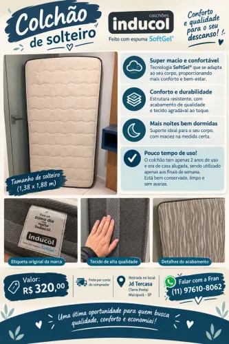 Colchão de solteiro Inducol Softgel