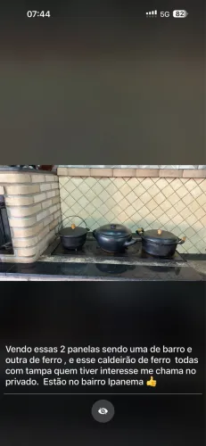 Vendo essas panelas sendo uma de barro e duas de ferro