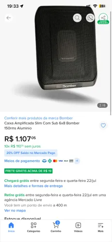 Caixa amplificada slim bomber