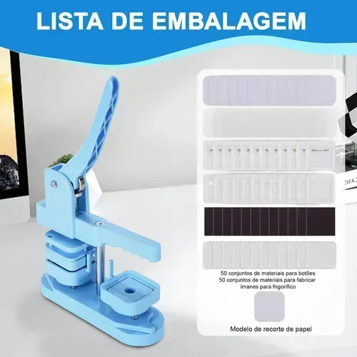 Máquinas Advertising Photobots 5x5cm Quadrado Pins E Bottons Azul Máquina