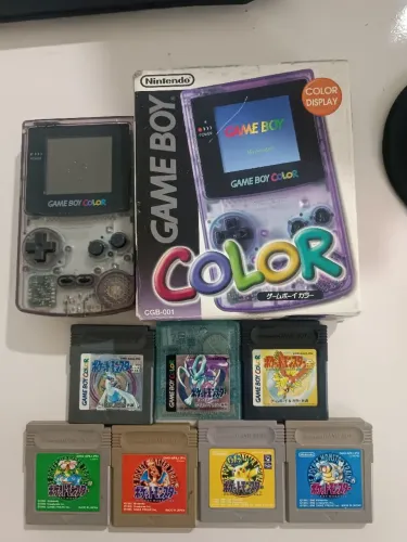 Game Boy Color Atomic Clear Purple COMPLETO (CIB) + jogos pokémon originais