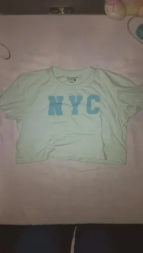 Cropped Feminino Verde Menta "NYC" - Em Perfeito Estado