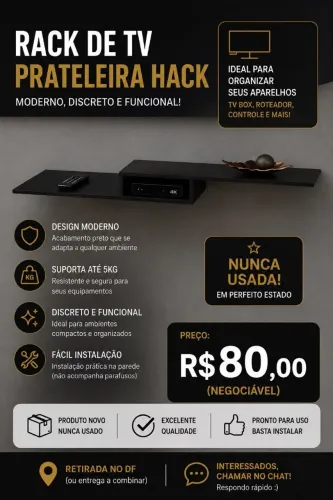Rack de TV Suspenso Novo com Nicho - Nunca Usado