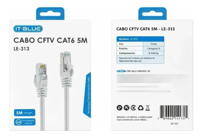 Cabo De Rede It-blue Le-313 Cat6 5m Branco Acinzentado